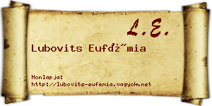 Lubovits Eufémia névjegykártya